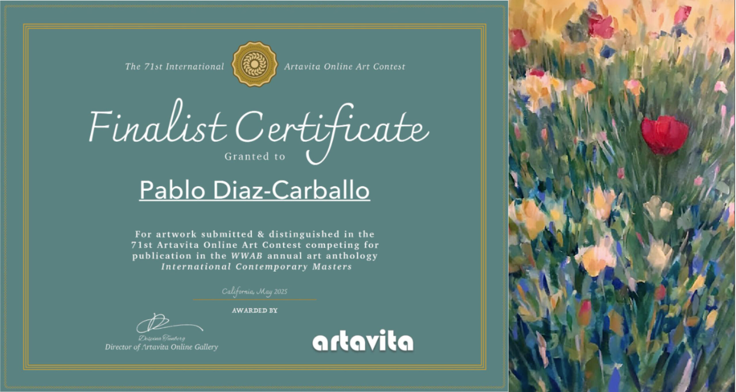 01Artavita75_FinalistCertificate_Pablo Diaz-Carballo