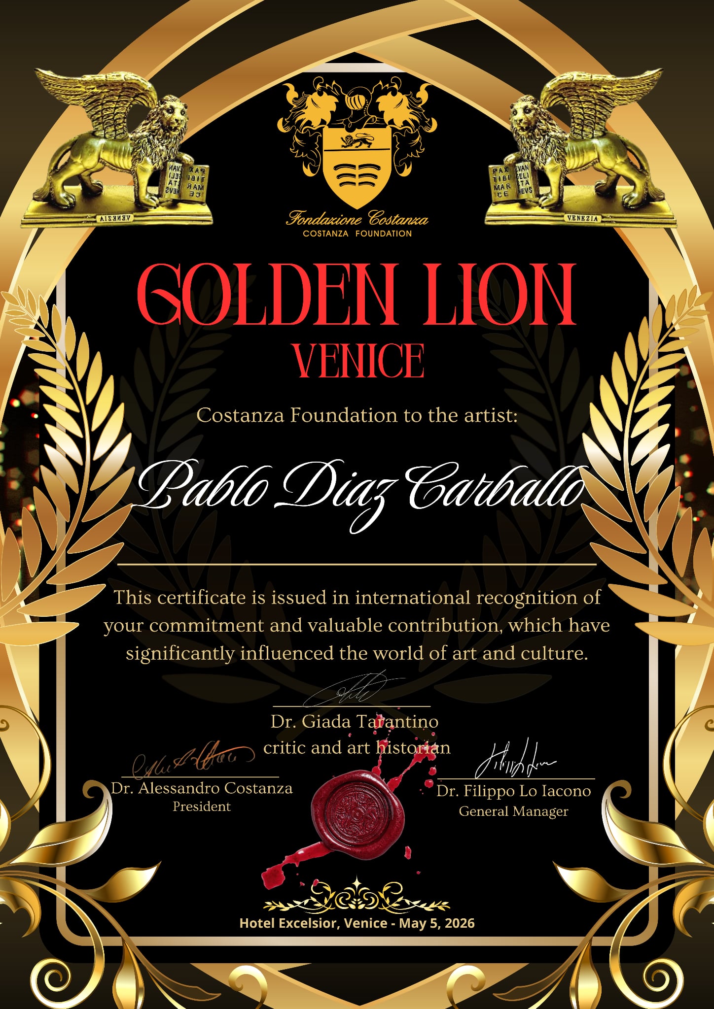 Pablo Diaz Carballo - Leon de Oro 2026